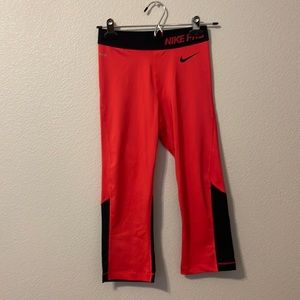 Nike red and black cropped dry fit leggings small #57